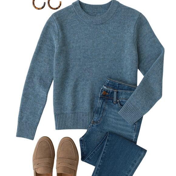 J.Crew Women’s Small Blue Lambswool Sweater Long Sleeve Crewneck 100% Wool - Picture 1 of 8